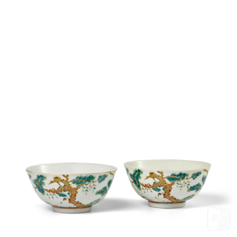清光緒 粉彩松鶴延年紋碗一對 | A PAIR OF FAMILLE-ROSE 'LONGEVITY' BOWLS